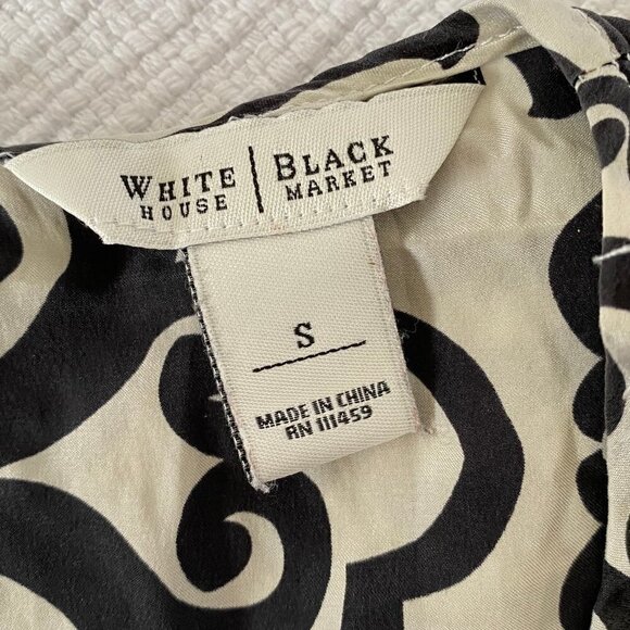 White House Black Market Scroll Design 100% Silk Blouse - Picture 11 of 12